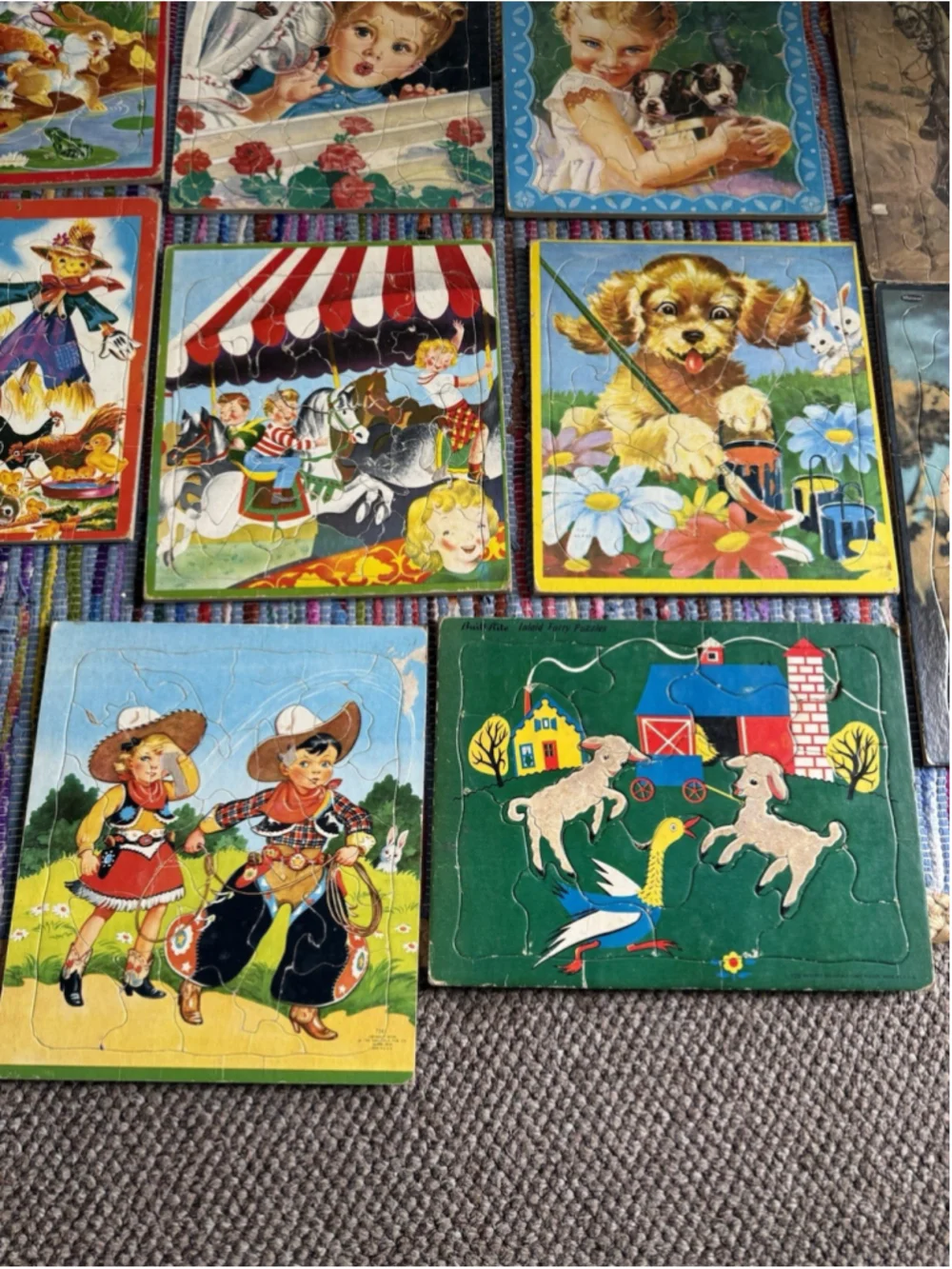Vintage Cardboard Jigsaw Puzzles Lot (10) 1940-1950 Various Condition.